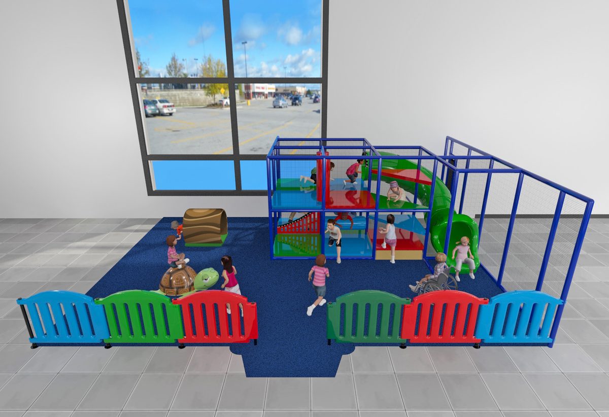 The toddler area with its soft fence